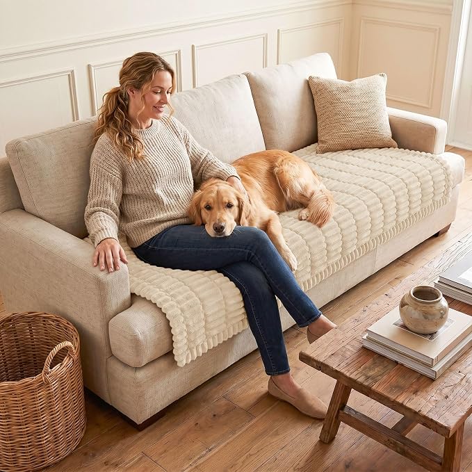 hyha Couch Cover for Dogs, Washable Non Slip Plush Flannel Sofa Protector | Thick Flannel, Anti-Slip Backing, Pet Hair & Scratch Protection, Fits Sofa & Loveseat (35.4" x 70.9") - Image 2