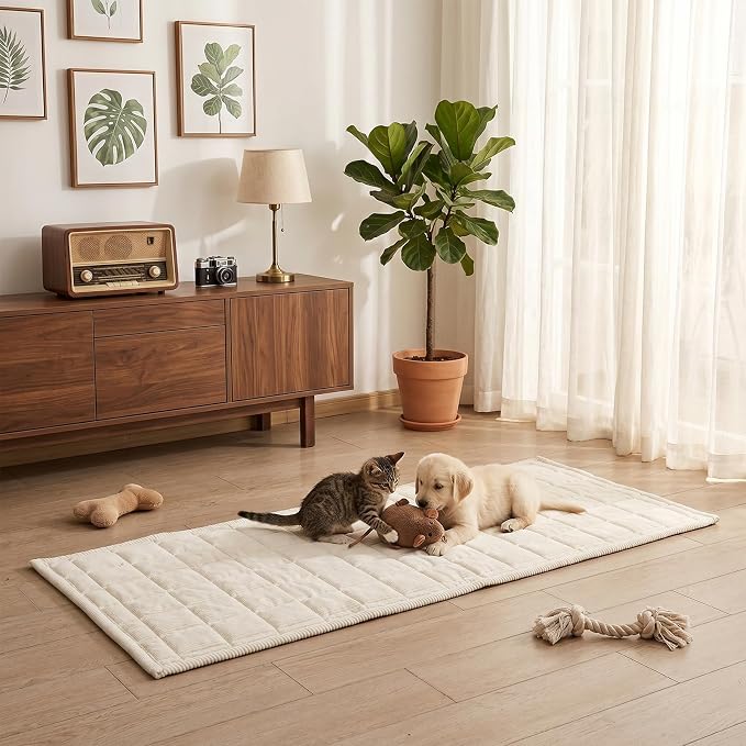 Fixwal Waterproof Corduroy Dog Couch Cover, 27.6" x 59", Off White | Integrated TPU Barrier, Non-Slip Backing, Machine Washable, Pet Friendly, Easy Clean Pet Hair, Soft Sofa Cushion Protector - Image 9