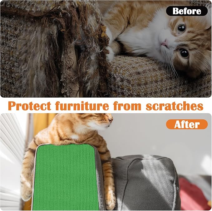Cat Scratch Furniture Protector - 100" x 17" Trimmable Self-Adhesive Cats Claws Scratch Pads, DIY Cat Climbing Couch Protector for Scratch Post Cat Tree Replacement Indoor (Green) - Image 4