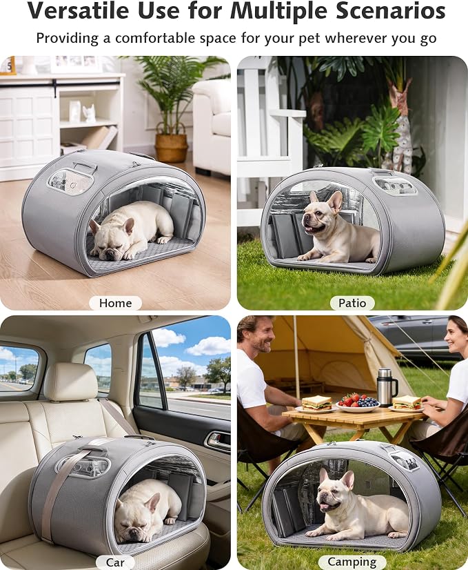 Pecute Cooling Dog House,with Cooling Mat for Small Dogs,Cat Bed,L,Gray | 6 Ice Packs for Cooler,Aluminum Film Insulation System,Breathable, Cool, Safe, and Sturdy AC Room for Cats in Hot Summer Days - Image 8