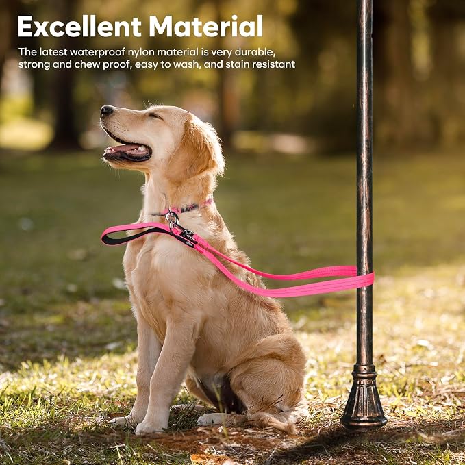 LED Dog Leash, 4 Ft Light Up Dog Leash USB Rechargeable Waterproof, Nylon Reflective Leashes with Padded Handle, Safety Glow in The Dark Walking Lead for Large Medium Small Pets(Pink) - Image 8