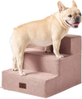 EHEYCIGA Dog Stairs for Small Dogs 13.5" H, 3-Step Dog Steps for Cats, Pink | Pet Steps for Couch Sofa and Chair, Non-Slip Balanced Pet Ramp Indoor by EHEYCIGA