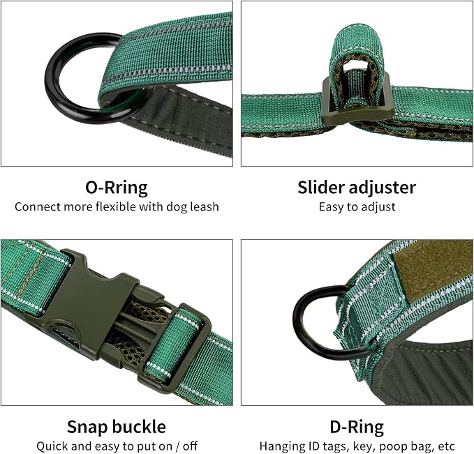 Annchwool No Pull Dog Harness with Padded Handle+5 Ft Leash,Reflective Strip Escape Proof and Quick Fit to Adjust Dog Harness,Easy for Training Walking for Small & Medium and Large Dogs(Green-Set,S) - Image 3