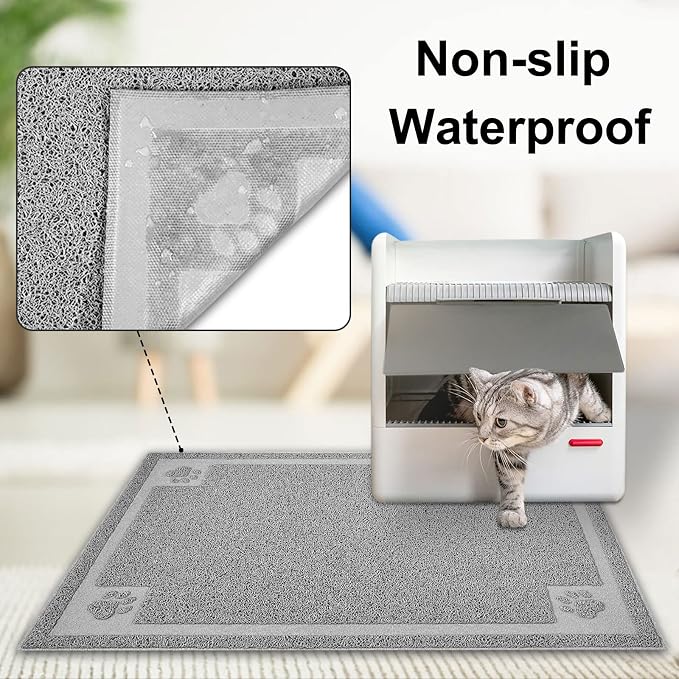 UPSKY Large Cat Litter Mat Trapper 35"×23", Waterproof, Non-Slip, Gray | Large Litter Box Mat, Foldable Trapping Mat, Anti-slip Design, For Cat Litter Boxes and Sensitive Paws, Easy to Clean - Image 4