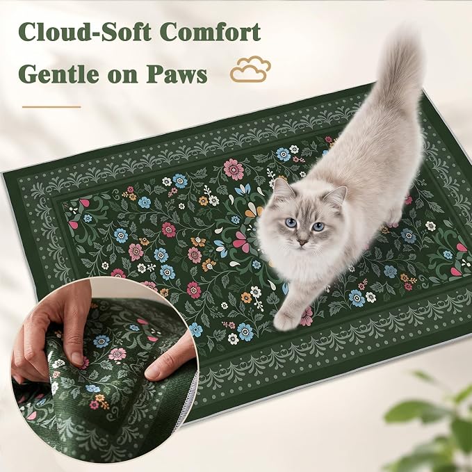 Bienbee Cat Litter Mat, 2 Pack 28" x 20" Machine Washable for Litter Boxes | Cat Litter Rug with Waterproof Backing, Non-Slip Grip and Soft On Kitty Paws to Catch Litter and Protect Floor - Image 5