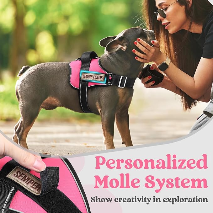 rabbitgoo Dog Harness for Large, Easy On Pet Vest with One Buckle, No Pull Adjustable Service Harness with D-Ring & Handle, Reflective for Safety Walking, Training, Pink, L - Image 7