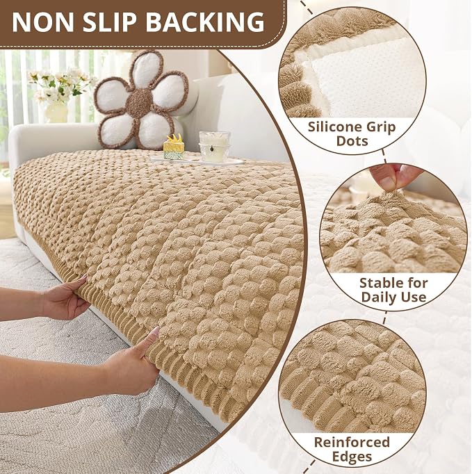 OstepDecor Couch Cover for Dogs, Washable Non Slip Sofa Cover for Pets | Soft Couch Covers for Sofa, Loveseat and Sectional, Furniture Protector Against Pet Hair & Dirt (27.6" x 47.2", Khaki) - Image 5