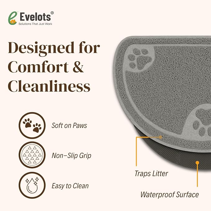 Evelots Small Cat Litter Trap Mat, Waterproof, Non-Slip, Washable, Gray | Soft absorbent mat traps litter and mess, protects floors from urine and moisture, stays in place and is machine washable. - Image 3