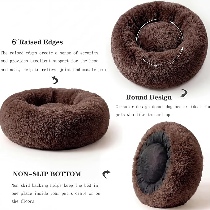 nononfish Small Dog Bed,Soft Calming Donut Sleeping Pet Bed | Soft calming donut bed designed for small dogs and puppies. - Image 5