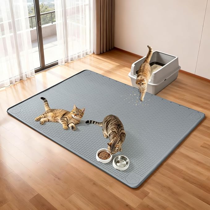 Silicone Cat Litter Mat for Litter Box 57”x40” Large Cat Mat, Dark Grey | Waterproof, Non-Slip, Leak-Proof Rug Mat with Lip, Easy to Clean, Extra Large Litter Catcher Mat for Floor - Image 7