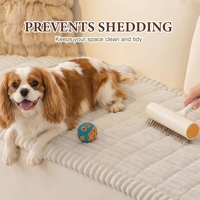 MEETSKY Couch Arm Covers for Dogs, Non Slip Plush Chair Covers Washable | Thick Non Slip Couch Protector for Armrest, Recliner Chair Arm Protector, Pet Hair & Scratch Protection, Cream, 27.6" x 27.6" - Image 7