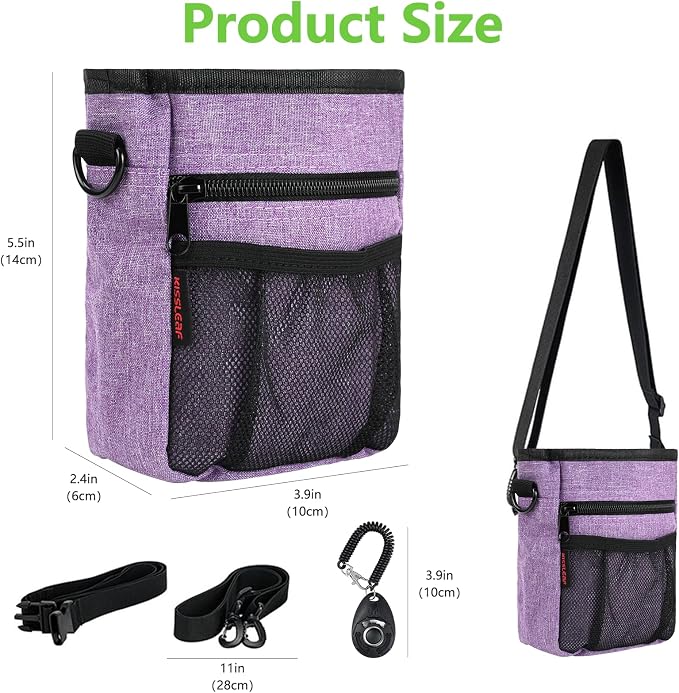 kissleaf Dog Treat Pouch, Magnetic Closure, Dog Clicker- Purple | Dog Training Treat Pouch, Large Size, Nylon Material, Magnetic Closure & Clicker, for Walking, Obedience & Outdoor Use - Image 5