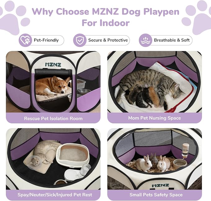 Dog Cat Small Animal Puppy Playpen Crate, Medium, Purple - Image 3