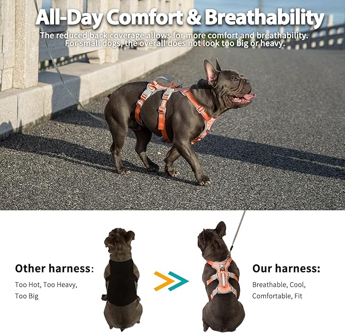 Escape Proof Dog Harness, No Pull Reflective Harness with Lift Handle, Adjustable Pet Vest with Front and Back Leash Clips for Small Medium Large Dogs Walking Hiking Training (Orange,XL) - Image 5