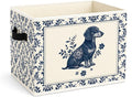 Blue Floral Dog Storage Bin, Foldable Fabric Organizer | Vintage blue floral dog storage bin for toys, books, clothes, pet supplies, nurseries, bedrooms, shelves, and closets. by Unknown