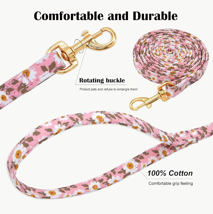 No Pull Dog Harness & Leash Set, Adjustable XX-Small, Pink Daisy, Fashionable, Cute, Stylish, Escape Proof, Includes Leash - Image 3