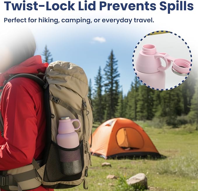 PawsPik 3-in-1 Travel Dog Water Bottle & Bowl Set, 32oz, Pink | Stainless Steel Vacuum-Insulated Bottle with Detachable Food & Water Bowls, Leak-Proof, Keeps Water Cold 12hrs/Hot 6hrs - Image 7