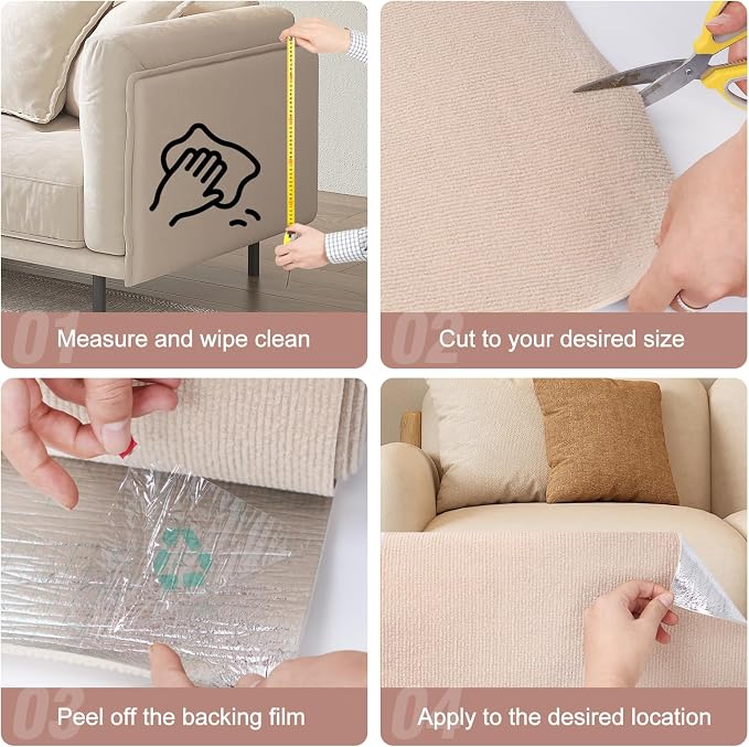 Cat Scratch Couch Furniture Protector-118''x15.8'' cat Scratch Mat for Couch Furniture and Wall Protector,Trimmable Self-Adhesive DIY Climbing Cats Scratcher Couch Protector（Dark Gray） - Image 6