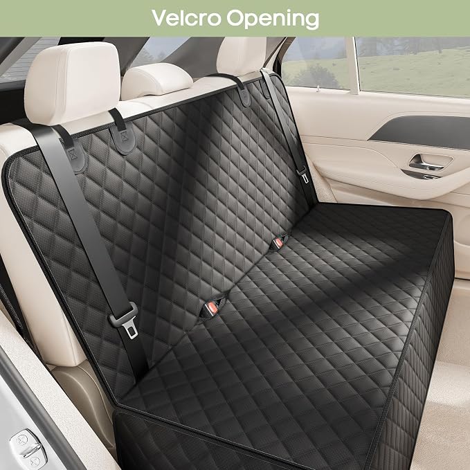 Back Seat Cover for Dogs, Bench Seat Cover Protector with Side Flaps | 600D Oxford, Waterproof Scratchproof Non-Slip Car Seat for Dogs, Velcro Openings for Child Seat Access, Fits Cars Trucks SUVs - Image 4