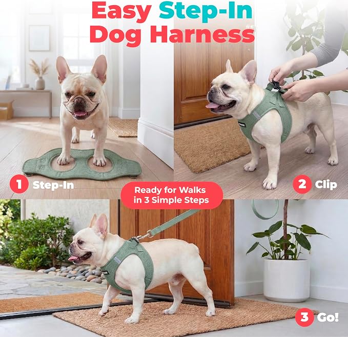 Voyager Step-in Air Dog Vest Harness - Moss Green, XXX-Small | 11 - 12" in Chest, Reflective Bands, All Weather Breathable Air Mesh, Cats Compatible, Lightweight, Fast Drying - Image 3