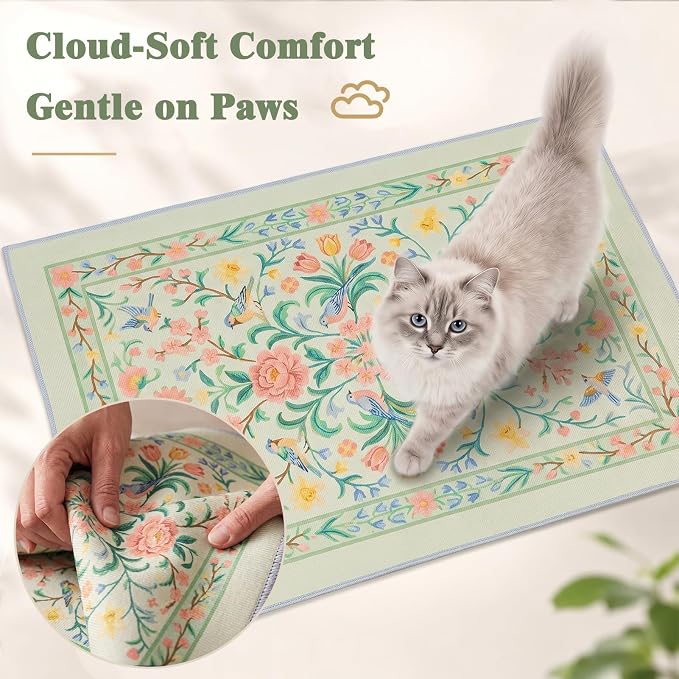Bienbee Cat Litter Mat, 2PCS 33"x22" Machine Washable Litters Box Mats Non-Slip &Waterproof Cat Litters Trapping Mats Easy to Clean Mat for Litter Box Less Waste Protects Floors Pastel Green L - Image 5