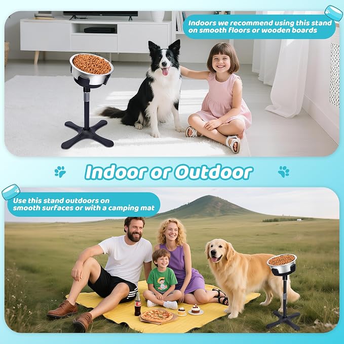 Elevated Adjustable Dog Bowl Feeding Stand, 3 Heights and Tiled Ajudst, Compatible with Moost Feeding Bowls, Great for Medium Large Dogs(Not Bowl 1 Pack Updated) - Image 6