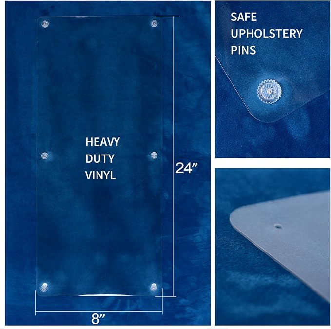 Cat Scratch Furniture, 2PCS Clear Premium Heavy Duty Flexible Vinyl Protector Dog Cat Claw Guards with Pins for Protecting Your Upholstered Furniture, Stops Scratching Cats Furniture Protector - Image 5