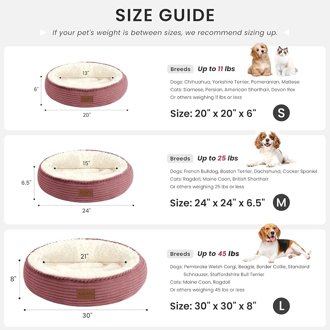 Love's cabin Round Donut Cat and Dog Cushion Bed, 30in Pet Bed for Medium or Large Dogs, Anti-Slip & Water-Resistant Bottom, Soft Durable Fabric Pet Beds, Washable Calming Cat Bed, Dusty Rose - Image 4
