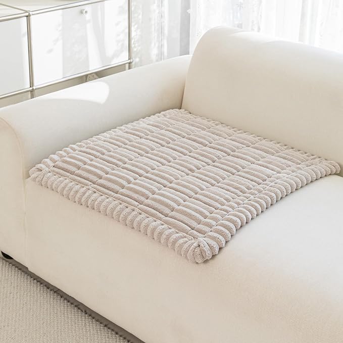 MYSKY HOME Chair Covers, Non-Slip Couch Cover, Oatmeal, 27.6" x 27.6" | Recliner Chair Covers, Soft & Thick Chair Arm Covers Protectors, for Living Room, Pet Friendly, Couch Cushion Covers - Image 7