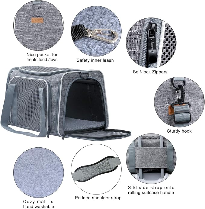 Cat Carrier - Soft-Sided Dog Pet Carrier, Portable Foldable Pet Bag up to 28 Lbs, Airline Approved Travel Puppy Carrier (Large, Light Grey) - Image 4