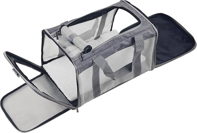 Cat Dog Carrier for Small Medium Cats Pet Carrier Bag for Cats Puppies Portable Dog Carrier Soft Pet Travel Carrier for Pet Bag Carrier Airline Approved Dog Cat Carrier (Large, Grey) - Image 3