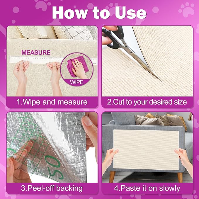 ENONCI 23.6x15.8 Cat Scratcher Mat, Self-Adhesive Cat Scratch Furniture Protector - Image 8