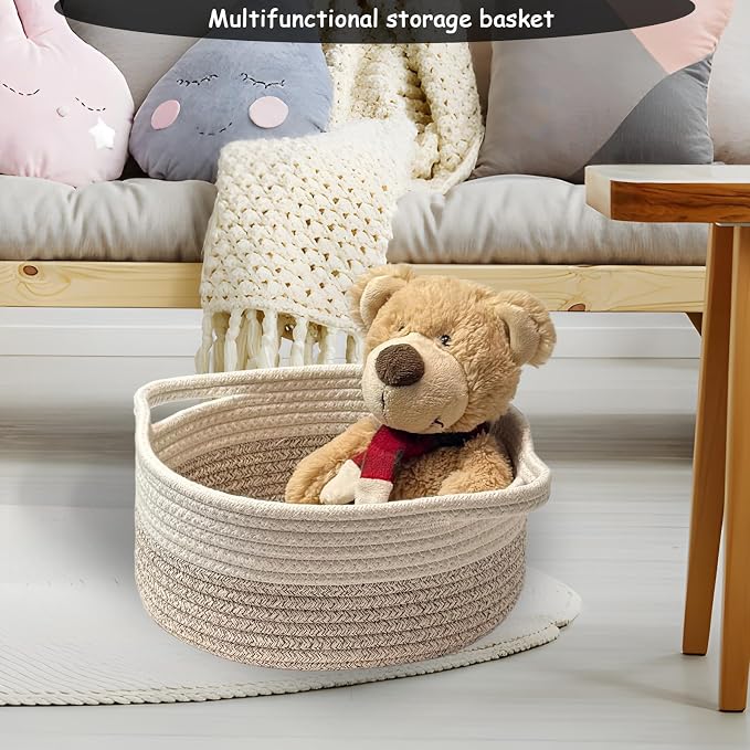 COMFY-HOMI Round Rope Basket with Handles for Shelves,Toys,Book, Cloth Storage Baskets for Organizing Toy Decorative Organizer for Living Room, Bathroom - Image 4