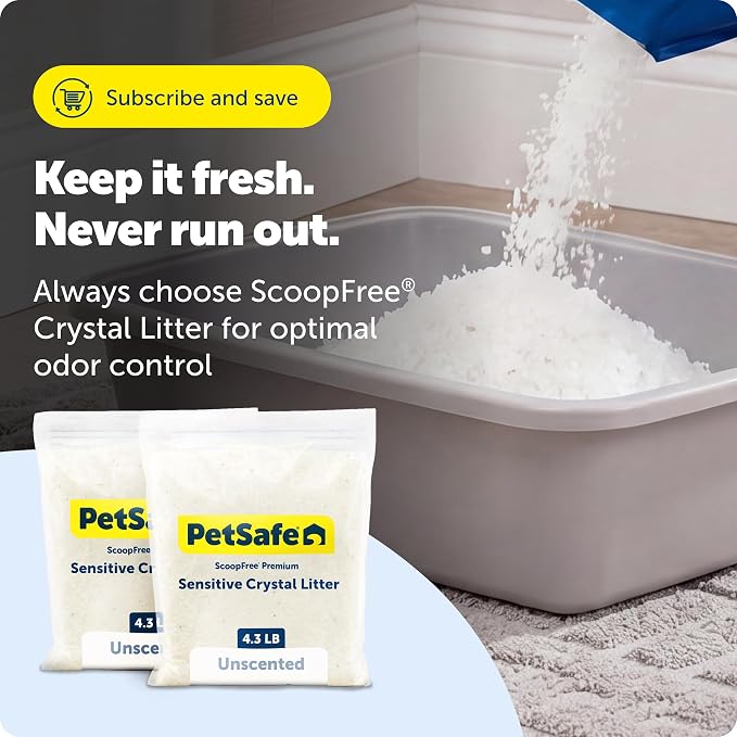 PetSafe ScoopFree Premium Crystal Litter, Fragrance Free, 4.3Lb Bag, 2 Pack | Ultra-Absorbent Crystal Cat Litter, 5x Faster Odor Control, 99% Dust-Free, Low Tracking, Refills Any Cat Box or Tray - Image 9