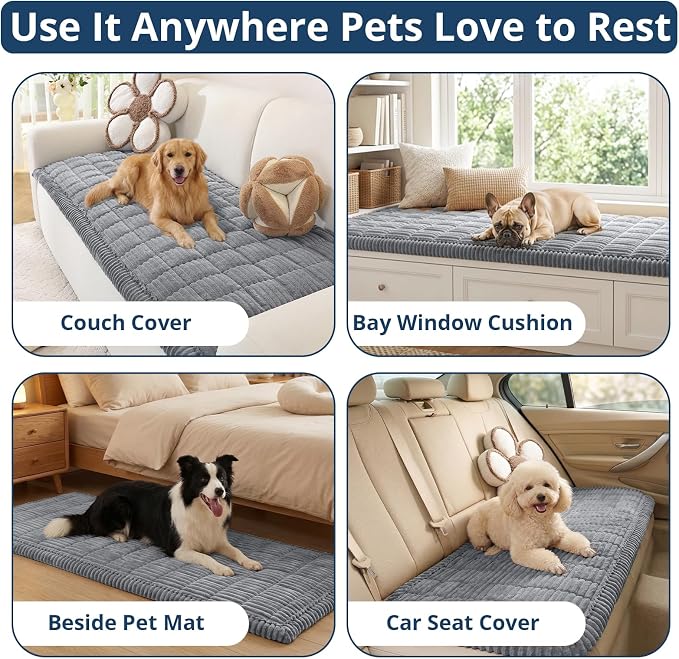 OstepDecor Couch Cover for Dogs, Washable Non Slip Sofa Cover for Pets | Soft Couch Covers for Sofa, Loveseat and Sectional, Furniture Protector Against Pet Hair & Dirt (35.4" x 35.4", Blue Grey) - Image 2