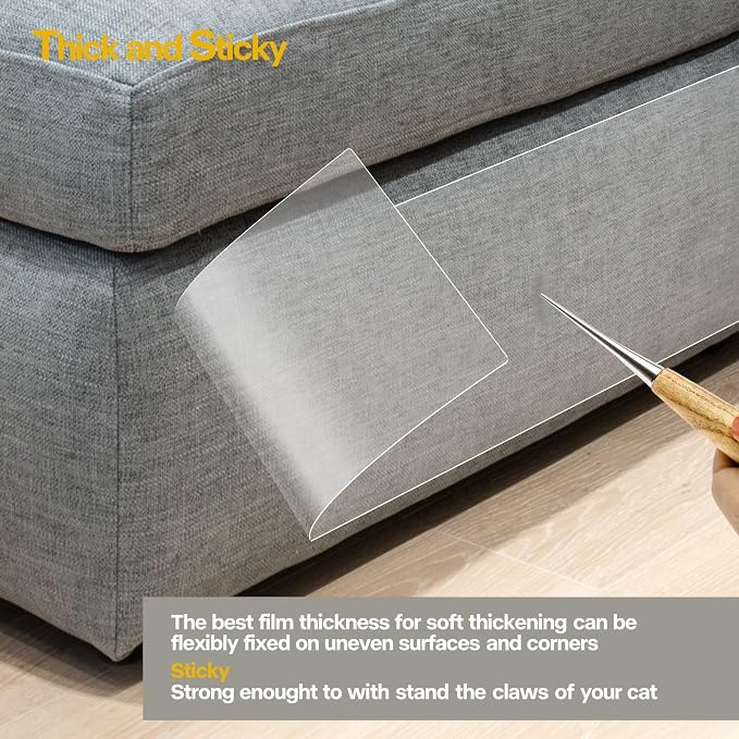 Cat Scratch Furniture Protectors from Cats Scratching, 20 Pack Thicken Self-Adhesive Single Side Couch Protector from Cat Claws for Couches - Image 4