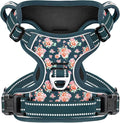 HEELE Dog Harness, Reflective, No Pull No Choke, Flower Blackish Green, M | Front Clip for Medium Dog Harness, 2 Metal Rings with Handle, Adjustable, Soft Breathable Padded Pet Vest for Night Walking by HEELE