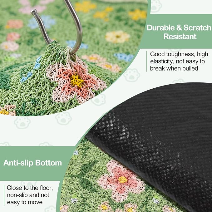 Glittme Cat Litter Mat, 33"x22" Non-Slip Washable Trapping Mat for Cats | Litter Trapping Mat With Thick PVC Coil To Catch Scatter, Soft On Paws And Waterproof Bottom To Protect Floors - Image 5