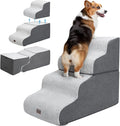 Garnpet Dog Stairs for High Beds, 4-Step Dog Steps for Small Dogs and Cats, Foldable Pet Stairs for High Bed Climbing, Non-Slip Balanced Pet Step Indoor, Light Grey by Garnpet