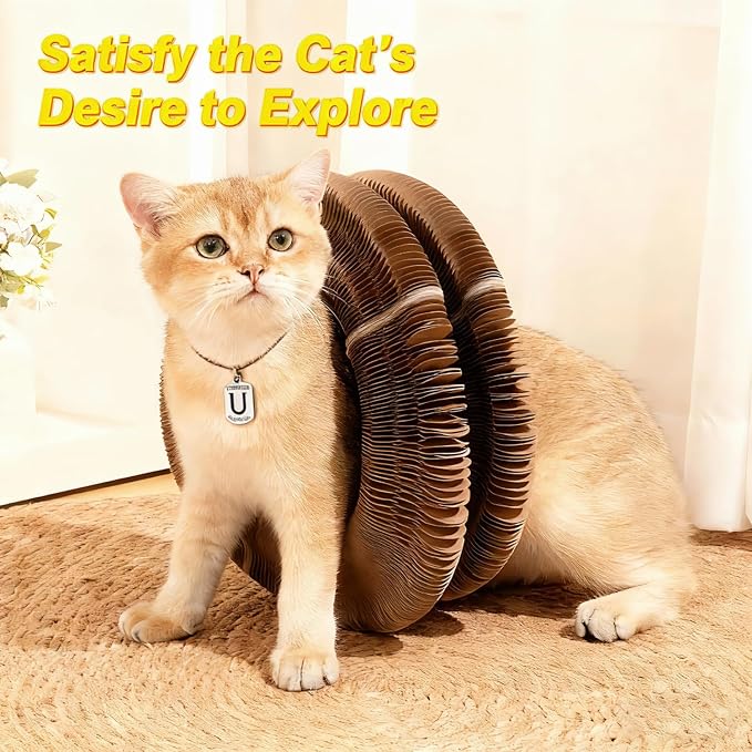 Kitty Kurls Magic Organ Cardboard Cat Scratcher Toy with 2 Balls, Brown | Upgraded-Magnetic, Mental & Physical Exercise, Multi-Shape Flip, Interactive Cardboard Cat Toy for Indoor Kitten/Cats,M, 1PCS - Image 3