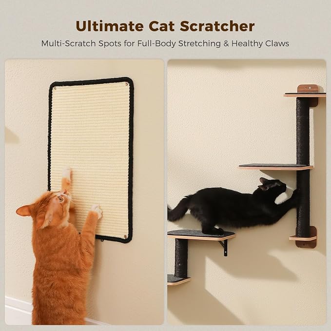 PAWZ Road Cat Wall Shelves, Modern Cat Wall Furniture with Sisal Posts | 5-in-1 wall mounted cat tree ,wood cat shelves with long perch,cat wall climber holds up to 40lbs for large indoor cats - Image 8