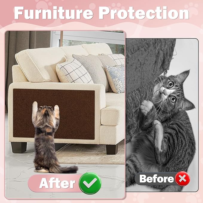 ENONCI 23.6x15.8 Cat Scratcher Mat, Self-Adhesive Cat Scratch Furniture Protector - Image 3