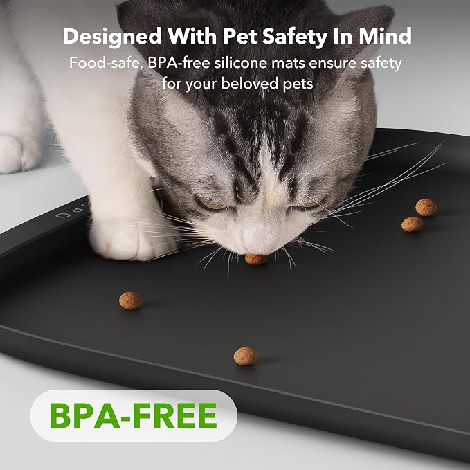 PETLIBRO Dog Food Mat, Keep Floors Clean Under Food & Water Bowls, Non-Slip Waterproof Mat for Automatic Feeders & Cat Water Fountains, 22” x 16.5”, Black - Image 5