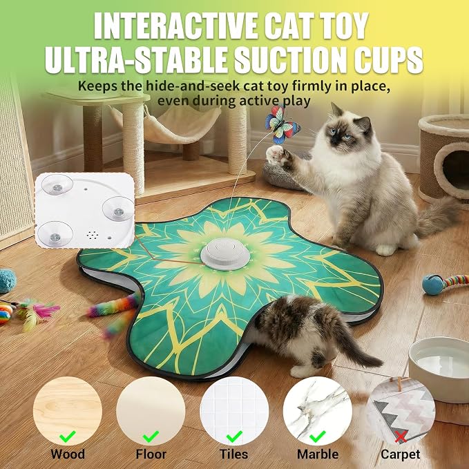 Interactive Cat Toys For Indoor Cats, Rechargeable Touch Automatic Cat Toy | Dual Wands Design, Sound On/Off Control, Non-Slip Suction Cups, Electronic Hide And Seek For Bored Kittens & Adult Cats - Image 6