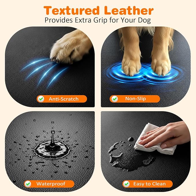 URPOWER PU Leather Hard Bottom Dog Car Seat Cover, Back Seat Extender | 500 lbs Support, 45% More Space, Waterproof, Scratch Resistant, Non-Slip, Mesh Window, Easy Care, Dog Seat Belt Included - Image 3