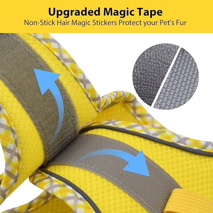 Small Dog Harness and Leash Set with Strong Magic Tape, Yellow XS | No Pull Step-in Vest for Puppy, Breathable Mesh, Reflective & Escape-Proof Design, Outdoor Use for Chihuahua, Maltese - Image 4