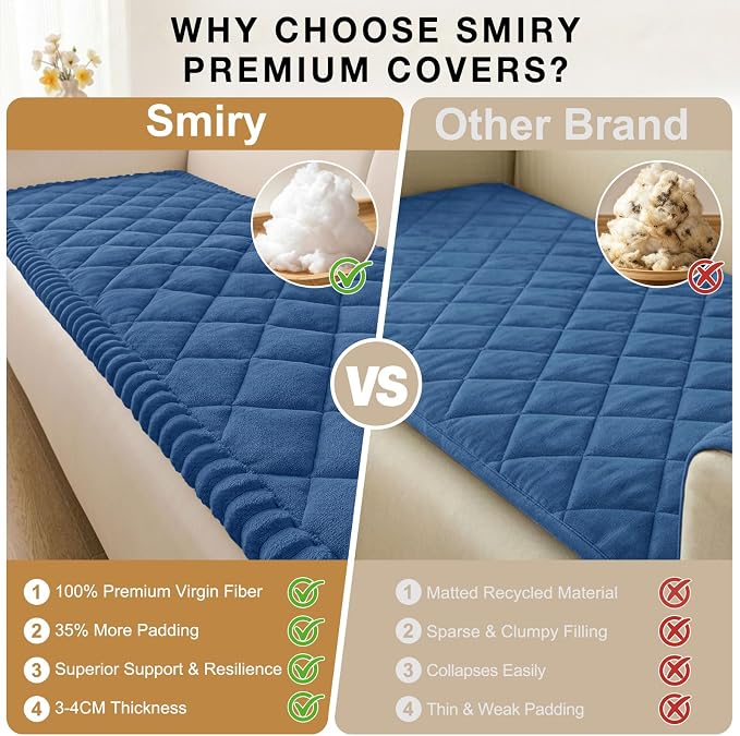 Smiry Non Slip Couch Cover for Dogs, Fuzzy Plush Pet Sofa Protector | Washable Furniture Cover for Large Dogs & Cats, Scratch & Dirt Resistant, For 3 Cushion Couch, Navy, 27.6"x88" - Image 4