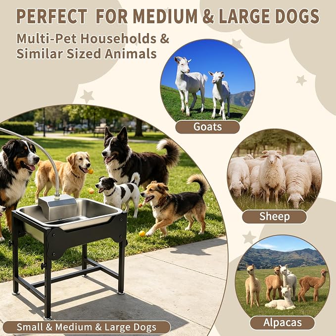 YUEPET Dog Water Bowl Dispenser, Automatic 3 Gallon Elevated Dog Bowl | Auto-Fill Float Valve, 4 Adjustable Heights, 3 Gallon Capacity, Stainless Steel Bowl, Outdoor Use, Dogs, Sheep and Goats - Image 9