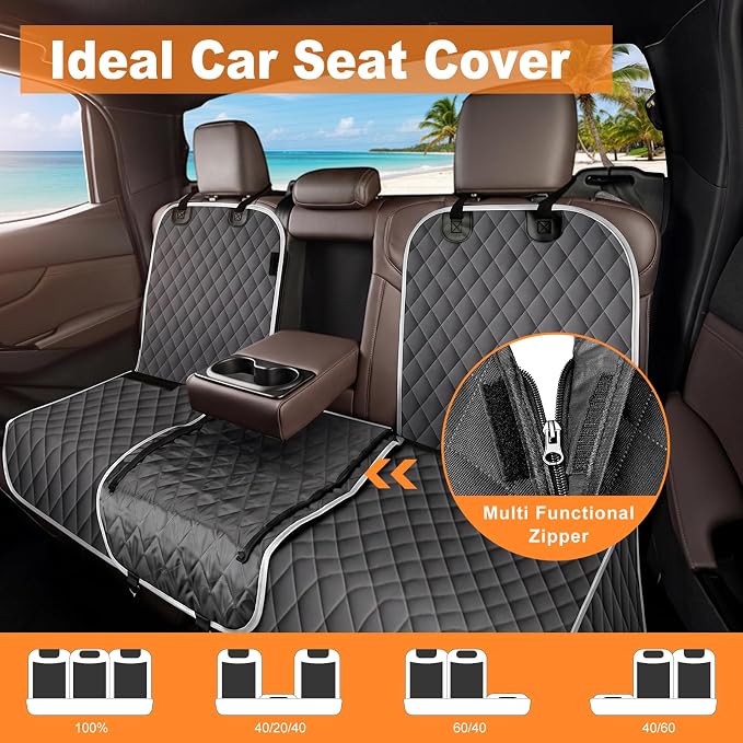 Dog Car Seat Cover for Back Seat, Fits Cars/SUVs/Trucks, M-Charcoal Grey - Image 7