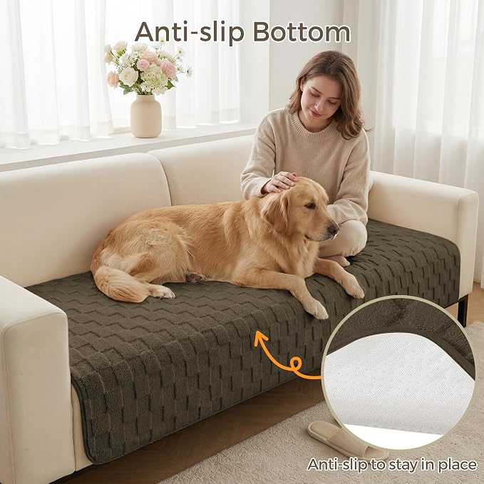 Foxdecor Couch Cover for Dogs Sofa Covers Non Slip Couch Pad Pet Friendly | Pet Couch Covers Washable Sofa Protector, Furniture Cover Couch Seat Protector for Living Room, Coffee 30x70 Inch - Image 4